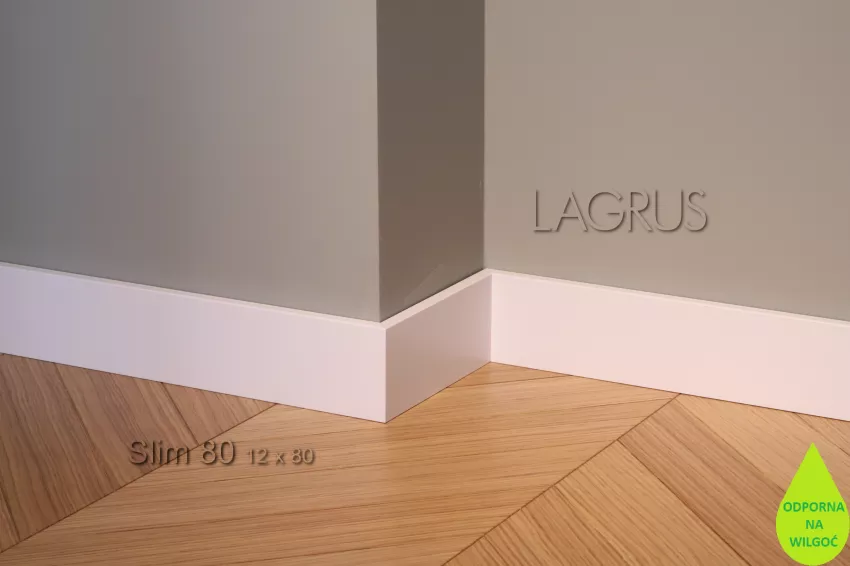 Lagrus Slim 80 Biała listwa 12x80x2440 mm
