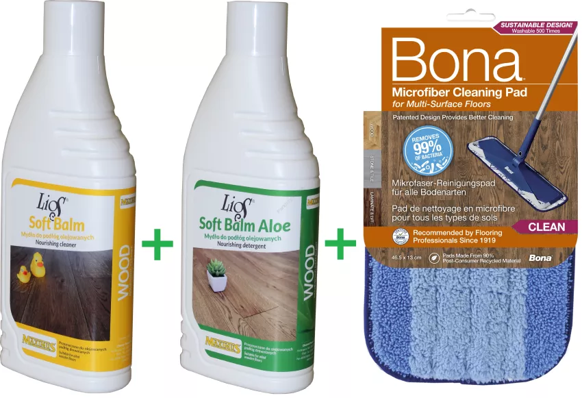 PROMOCJA ZESTAW: Maximus Lios Soft Balm 1L + Maximus Lios Soft Balm Aloe 1L + Bona Pad Czyszczący