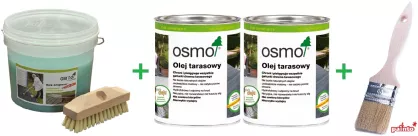 PROMOCJA ZESTAW: Osmo 6609 2,5L Super Żel do usuwania szarości tarasów + SZCZOTKA + 2xOsmo 0,75L Olej tarasowy + Painto Pędzel Angielski 10,2cm szeroki