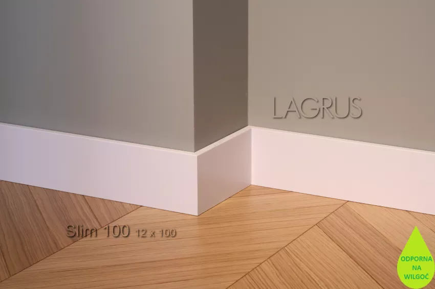 Lagrus Slim 100 Biała listwa 12x100x2440 mm