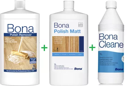 PROMOCJA ZESTAW: Bona Remover 1L + Polish Matt 1L + Cleaner 1L