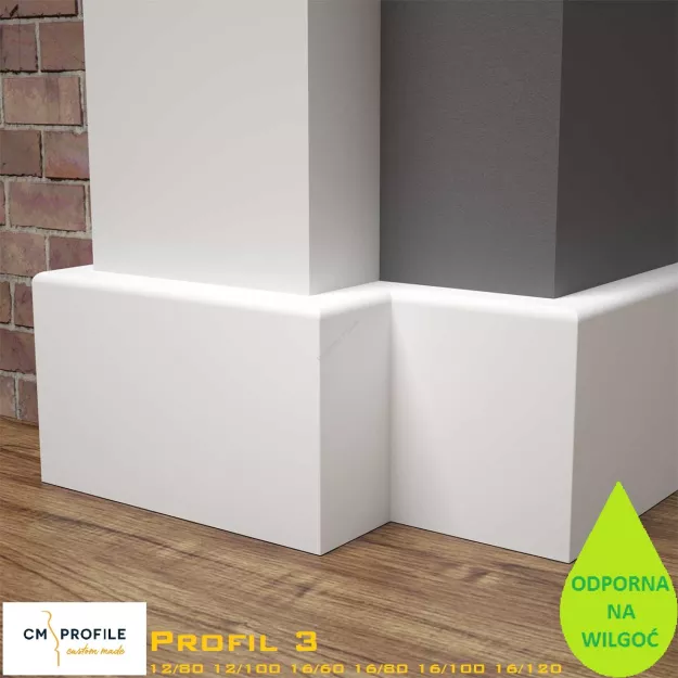CM Profile Profil 3 Biała listwa 16x80x2440 mm
