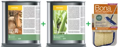 PROMOCJA ZESTAW: Eukula Oil 1FS 2,5L + Eukula Refresher Natural 2,5L + Bona Pad Aplikujący