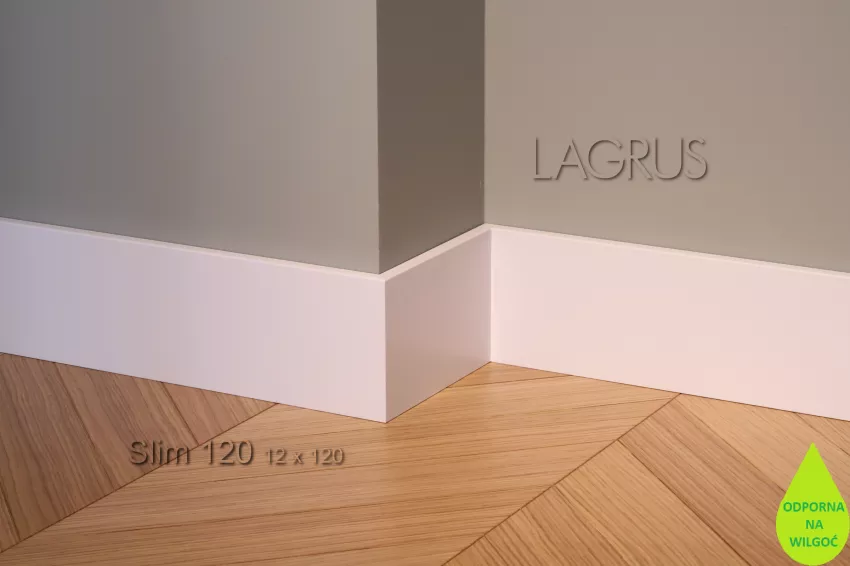Lagrus Slim 120 Biała listwa 12x120x2440 mm