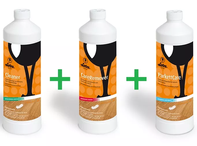 PROMOCJA ZESTAW: Loba Cleaner 1L + Loba CareRemover 1L + Loba Parkettcare Półmatt 1L